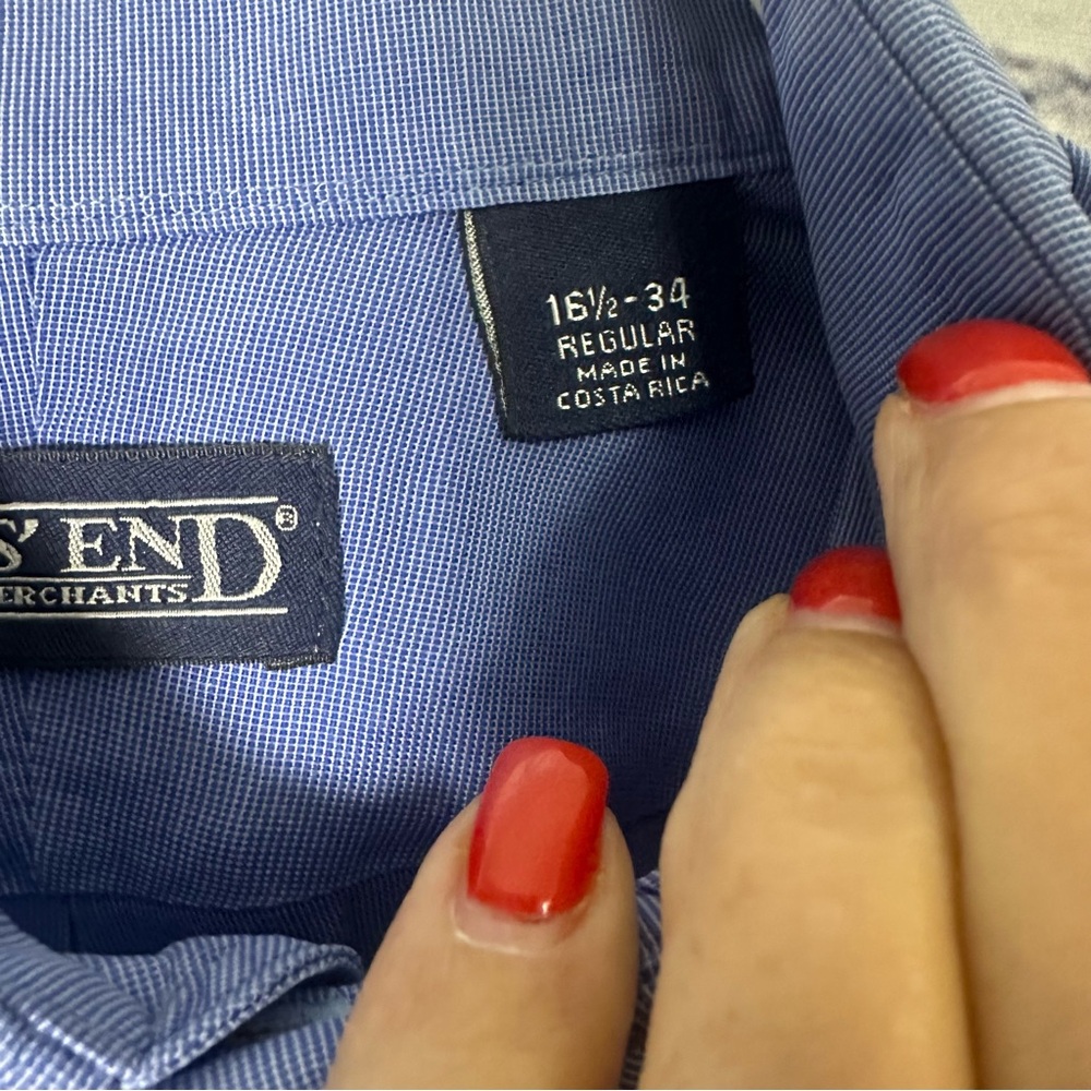 Lands' End Men's Classic Blue Dress Shirt - Picture 4 of 4